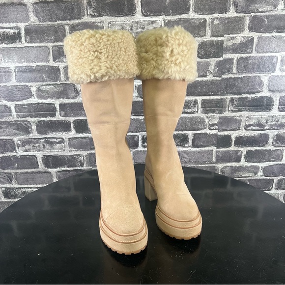 NWOT Cult Gaia Cowhide Suede Sommar fold over Boots - Size 36.5 - Picture 5 of 14